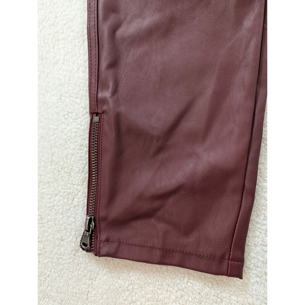 KanCan High Rise Faux Leather Skinny Pants Burgundy Ankle Zip KC7328MA Size 7/27 - Picture 5 of 13